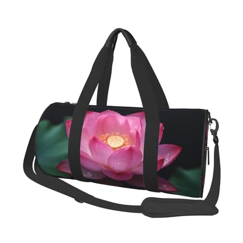 Robuste Reisetasche mit rosafarbenen und weißen Goldblumen, geräumige und stilvolle Tasche für alle Ihre Reisebedürfnisse, Lotusblüte, Einheitsgröße