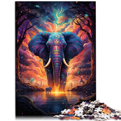 Puzzle für farbenfrohe, psychedelische Galaxie-Elefanten, 1000-teiliges Puzzle für Erwachsene, Holzpuzzle, interessantes Puzzle zur Stressreduzierung, 1000 Teile (50 x 75 cm)