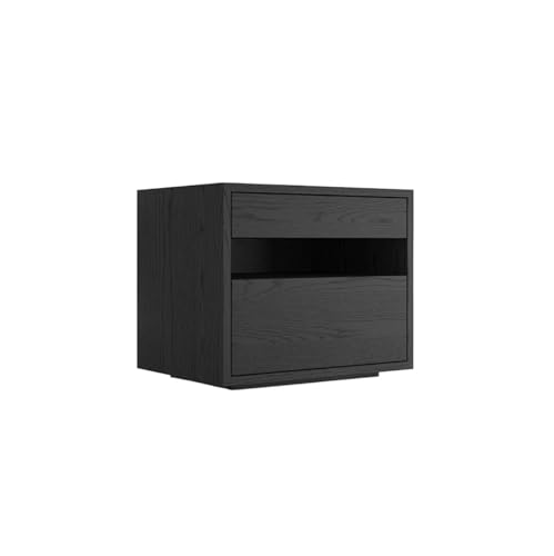 Nachttisch Nachtschrank Original Holzfarbe Massivholz Nachttisch Schlafzimmermöbel Schlafzimmermöbel Vintage Wohnzimmer Lagerung Sideboards Nachtschränkchen(Schwarz,Groß)