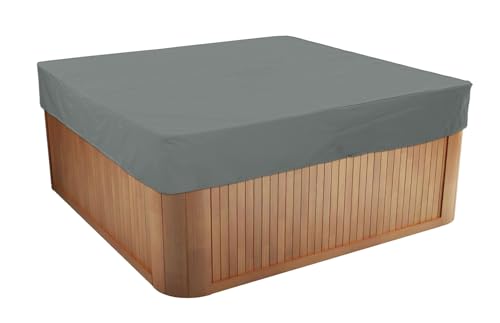 BaCover Whirlpool-Abdeckung, Quadratischer Allwetter Garten Spa Abdeckung aus 210D Oxford, Wasserdicht, Staubdicht, UV-geschützt Quadrat Poolabdeckung,Grau,228x228x30cm