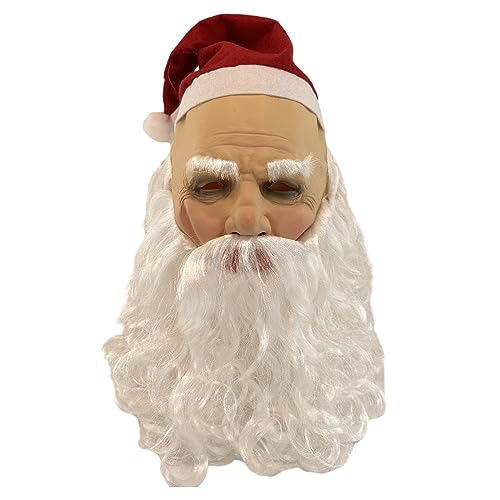 Aurgiarme Halloween Party SantaClaus Latex Party Dress Up Supplies Weihnachten SantaClaus Hut Full Face SantaClaus Christmas Santaclaus Hut Full Face Santaclaus Halloween Party Latex