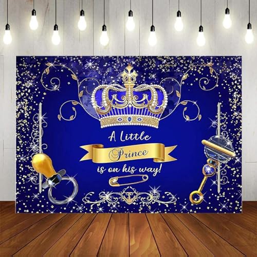 Royal Prince Photography Gold Cust Geburtstag Dekoration Blau Fotostudio Kits Krone Hintergrund Banner Baby Shower 210X150cm