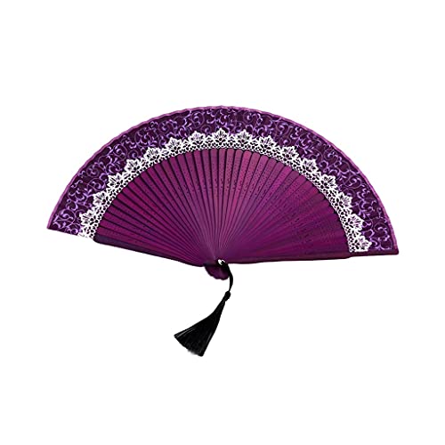 YIHANSS Dekoration Faltfächer für Damen im chinesischen Stil, Faltfächer im Retro-Stil, klassischer Tanzfächer mit Quasten für Hochzeitsgeschenke, Partygeschenke, eleganter Handfächer (Farbe: C)