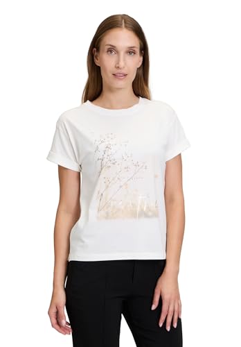 Cartoon Damen Printshirt mit Ärmelaufschlag Patch Cream/Gold,42