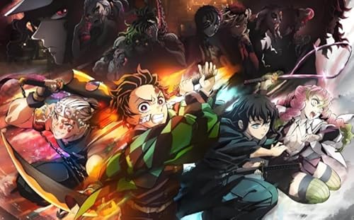 HfmQuisutron Jigsaw Puzzle 1000 Teile Abenteuer Anime Tanjirou Poster Buntes Geschicklichkeitsspiel Für Die Ganze Familie Erwachsene Zw265Qv