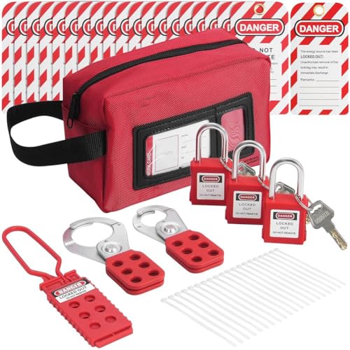 Kiudduy Elektrisches Lockout-Tagout-Kit, 26-Teiliges Sicherheits-Kit für Industrie, Elektrizität, Maschinen