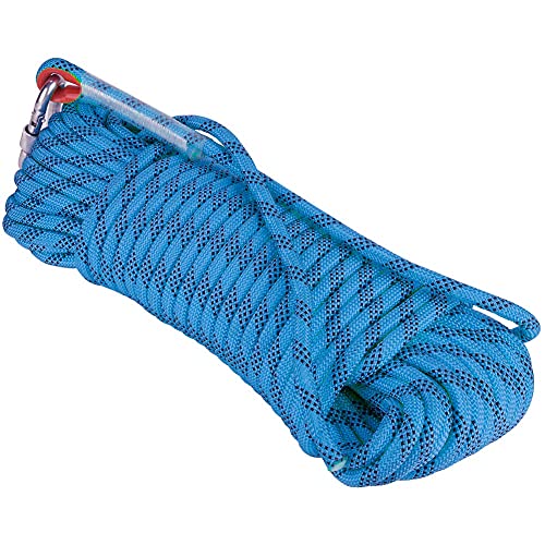 QHY Nylon Kletterseil 8mm Mit Karabiner Lagergewicht 2000kg Hochfestes Sicherheitsseil Für Outdoor Wandern Zubehör Sport Camping (Color : Blue, Size : 60m*8mm)