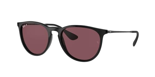 Ray Ban Unisex Sonnenbrille Erika, (Gestell: Schwarz, Gläser: Polarized Violett Verspiegelt 601/5Q), Large (Herstellergröße: 54)