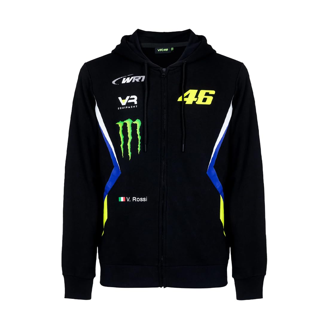 Valentino Rossi Kapuzenpullover mit durchgehendem Reißverschluss VR46 WRT Line,Mann,Schwarz,L