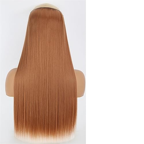 Clip-in-Haarverlängerungen Dickes, langes, glattes, synthetisches, langes, glattes 5-Clip-in-Haarteil, 55/80 cm, hitzebeständig, einteiliges Kunsthaarteil for Frauen, natürliches Schwarzbraun Clip-in-