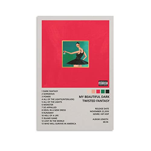 Kanye West Poster My Beautiful Dark Twisted Fantasy Leinwand Poster Schlafzimmer Dekoration Landschaft Büro Valentinstag Geburtstag Geschenk ohne Rahmen Stil 30 x 45 cm