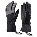 Kineed Skihandschuhe Damen Touchscreen Winterhandschuhe Wasserdicht Snowboardhandschuhe Winter Warm Schnee Handschuhe Winddicht 3M Thinsulate Grau M