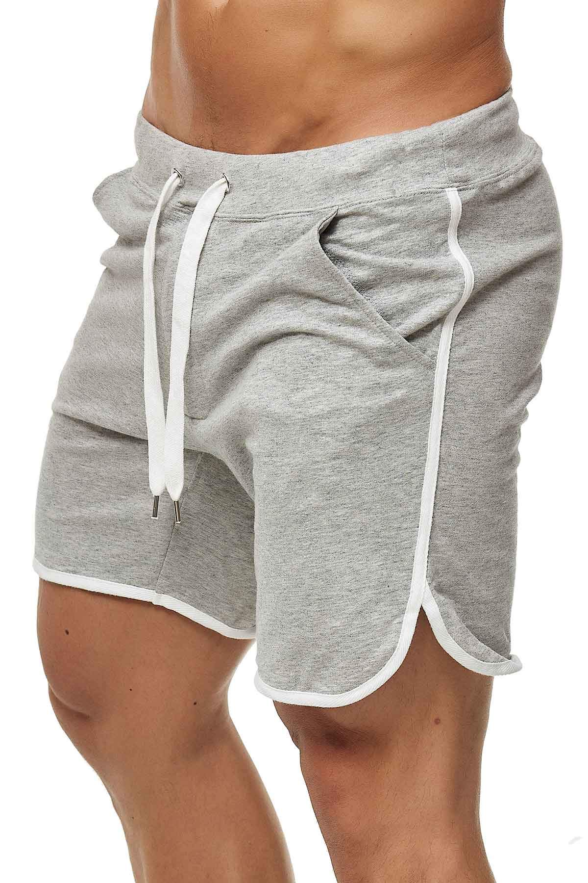 Happy Clothing Kurze Herren Hose Shorts Bermuda Jogginghose Sommer Pants Stoffhose Sweathose, Größe:S, Farbe:Grau meliert