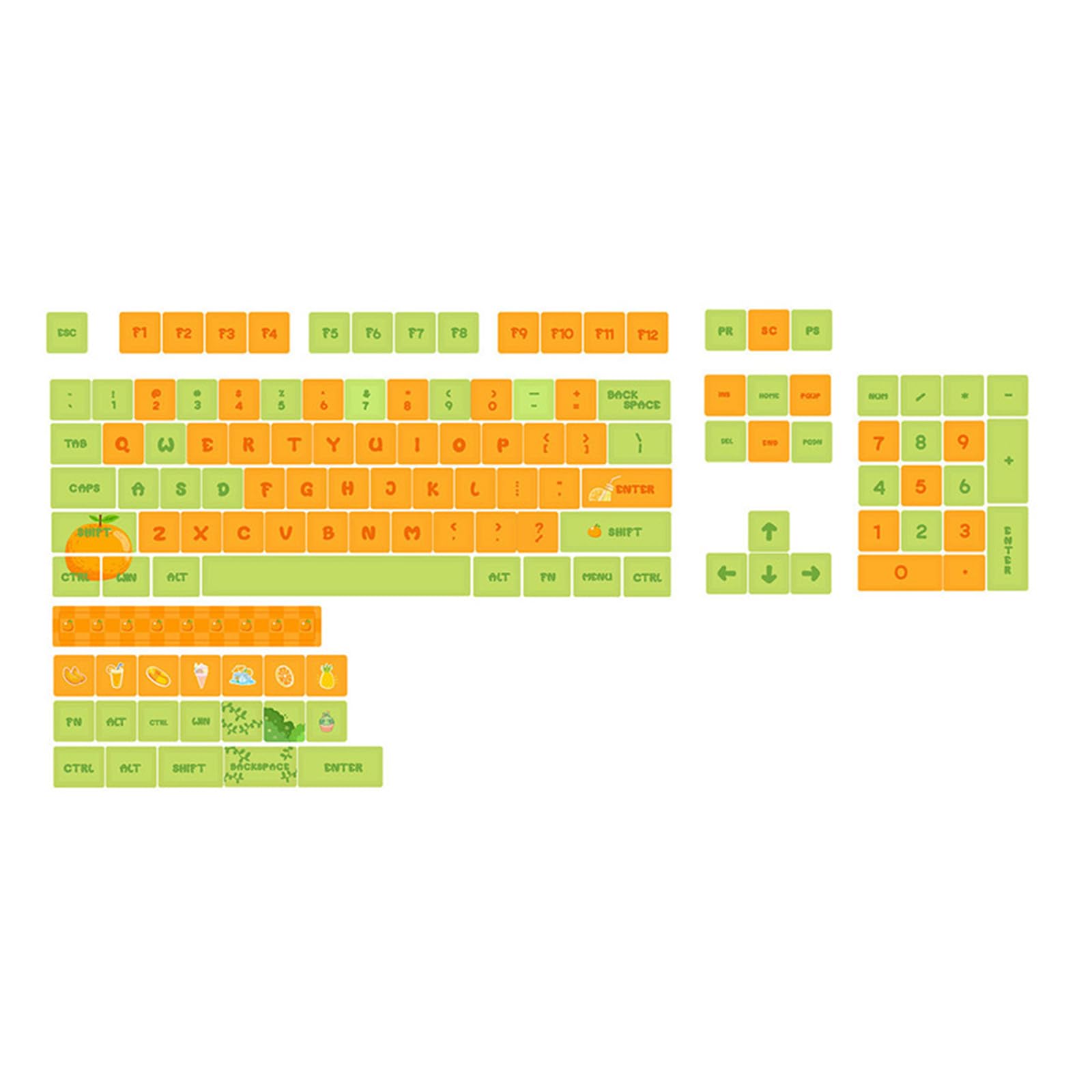 Vollständige 124 Tasten Tastenkappen XDA Profil PBT Tastenkappen Orange Tastenkappen 5-seitige Farbstoff-Sublimation ​Tastenkappen Ersatz PBT Farbsublimation Tastenkappen