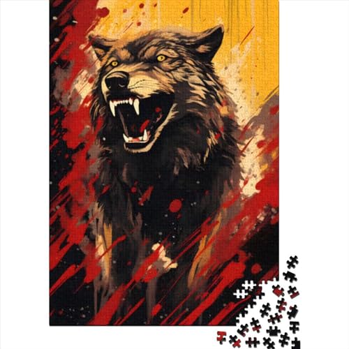 1000-teiliges Puzzle für Erwachsene und Teenager, brüllender Wolf, Gemälde, Puzzles für Erwachsene und Teenager, Lernpuzzle, Familienspiel (Größe: 75 x 50 cm)