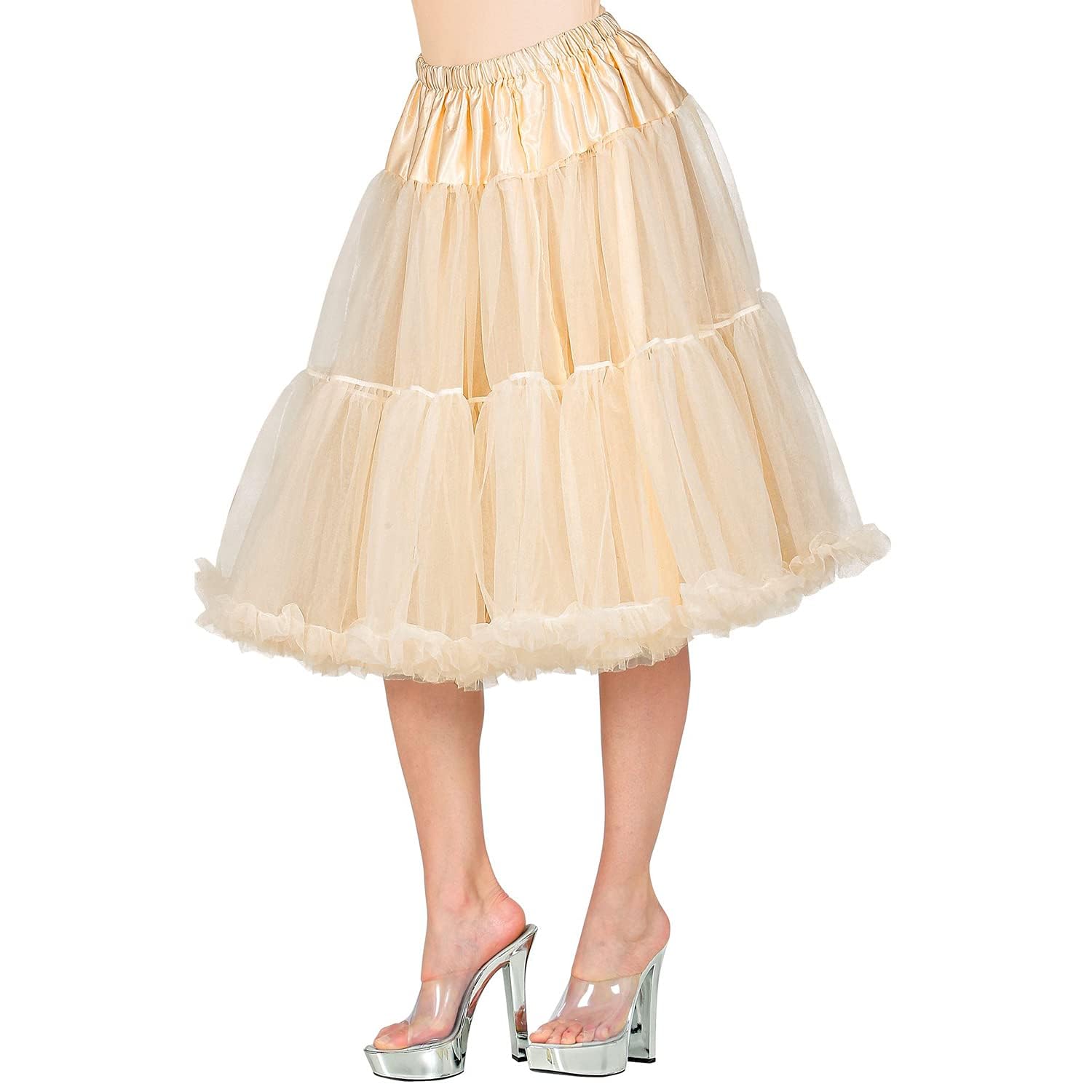 W WIDMANN MILANO Party Fashion 10352 - Rock aus Tüll, Cremefarben, Länge circa 65 cm, Tutu, Petticoat, Unterrock, Kostümzubehör, Karneval, Mottoparty