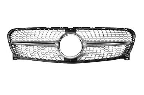 Frontgrills Für Benz Für GLA X156 2014-2019 Modifizierter Haubeneinlass Mesh Trim Styling Frontstoßstangengrill Renngrill Front Bumper Grille(17-19 Diamond Silver)