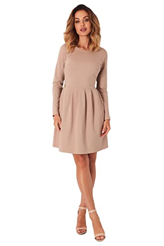 Lemoniade trendiges Kleid mit Langen Ärmeln und kurzem Rock (L, Modell 1 Cappuccino)