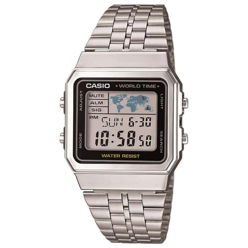 Casio Unisex ErwachseneArmbanduhr Digital Quarz Edelstahl A500WEA-1EF