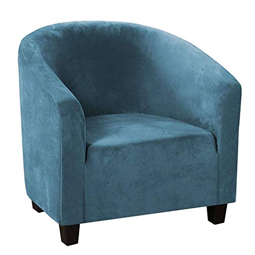 JHLD Clubsessel Sofabezug Schonbezug, Stretch Sofahusse Tub Stuhl Sessel Sofabezug Samt Stoff Weich Rutschfes Abwaschbar Für Bar Wohnzimmer-Pfauenblau-1-Sitzer