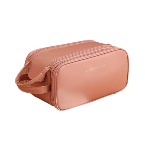 Bottone Kosmetiktasche mit großem Fassungsvermögen, tragbar, PU-Make-up-Tasche für Damen, rose