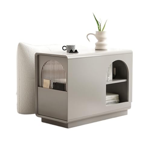 FUHAI-666 Massivholz Creme Wind Sofa Seite Beistelltisch Moderne Einfache Haushalt Couchtisch Seite Schrank Lagerregale Schrank(Grigio,30x80x60cm)