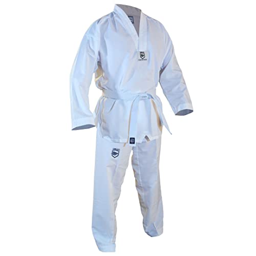 Elite Taekwondo-Uniform (TKD Dobok) mit weißem Kragen, ultraleichter Stoff, Weiss/opulenter Garten, 170 (3)