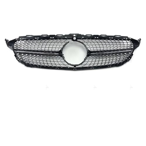 Frontgrills Für Benz W205 C205 S205 Für AMG C 2014-2021 GTR GT Diamant Front Stoßstange Grille Racing Einlass Haube Grill Zentrum Mesh Front Bumper Grille(14-18 Diam Black-Cam)