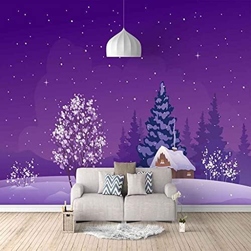 Lila Weihnachts-Eishaus 3D Tapeten Wanddekoration Fototapete Sofas Wohnzimmer Wandbild Schlafzimmer-400cm×280cm