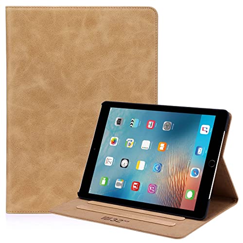 32nd Premium Series - Leder Folio Hülle Case Flip Cover für Apple iPad 9.7" (2017) & iPad 9.7" (2018), Entwurf gemacht Mit Ständer - Camel