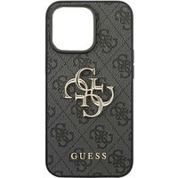 Guess PU 4G Metal Logo Case Saffiano für A2638 Apple iPhone 13 Pro - black (GUHCP13LSA4GSBK)