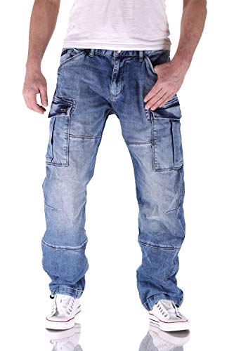 Big Seven Brian Medium Blue Cargo Herren Jeans, Hosengröße:W44/L34