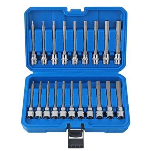 3/8 Zoll langes Inbus-Bit-Steckschlüssel-Set, 3/8 Zoll, Stahl, 20-teiliges Set