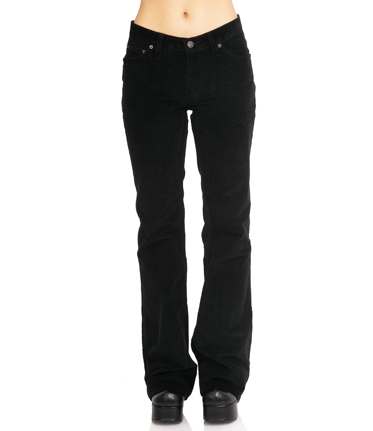 Schwarze Damen Cordhose mit Bootcut Schlag 30/34