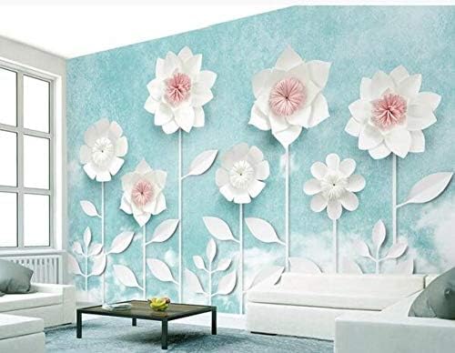 XLMING Kreative Hellblaue Origami Blumen Schön 3D Tapeten Home Esszimmer Sofa Schlafzimmer Wohnzimmer TV Hintergrund-200cm×140cm