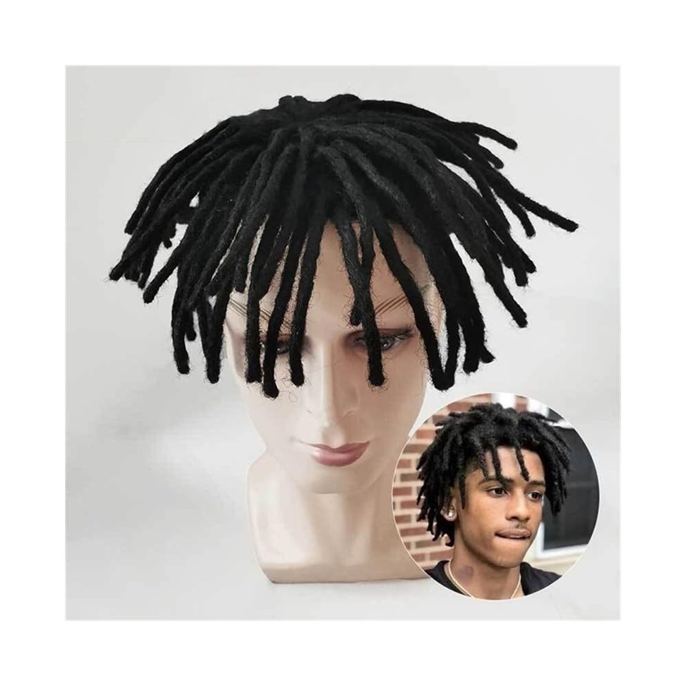 Toupet für Männer Echthaar-Systemeinheiten, 9-Zoll-Dreadlock-Haar-Toupet-Perücke for schwarze Männer, feines Mono-Center-PU um die Kapillarprothese for Männer, natürliches Schwarz Herren-Toupet(8x10)