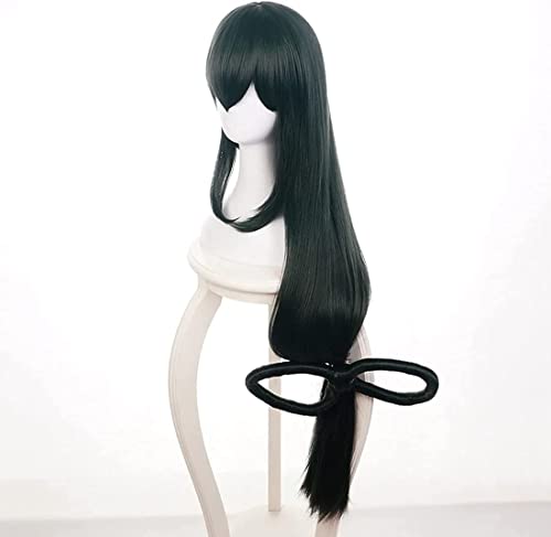 LINLINCD-Wig Anime Cosplay Linna Asui Tsuyu My Hero Academia Perücke Cosplay-Perücke lang natürlich gerade Anime-Perücke for Halloween Party Weihnachten Karneval