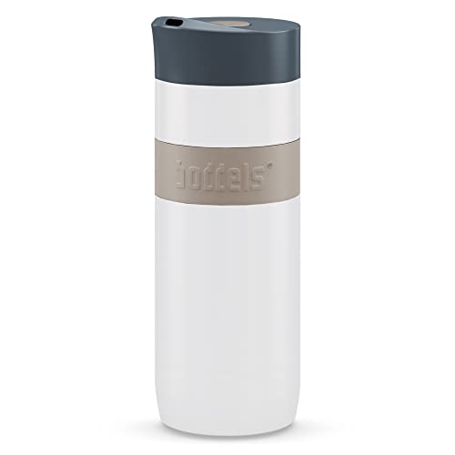 Thermobecher KOFFJE 370ml - Kaffeebecher to go, Isolierbecher, Edelstahl doppelwandig isoliert, 100% dicht, Travel mug, Premium Reisebecher, auslaufsicher, Kaffee-to-go, BPA-frei, Easy-Clean-Deckel