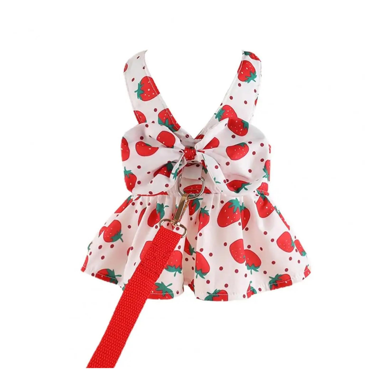 Süßes Hundekleid für den Sommer, Outdoor-Aktivitäten und Leine, Set mit Schleife, Dekoration, Haustier-Katze, Prinzessinnenkleid für den Frühling (Rot, XL)