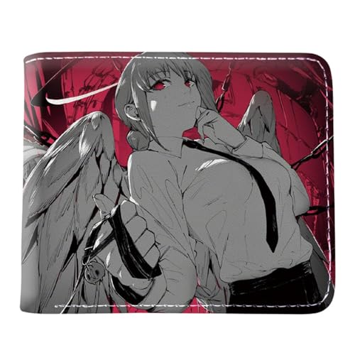 RYNDEX Chains-aw Man Brieftasche Anime, Cartoon-Druck Geldbörse Klein, PU Leder Münzbörse Wallet mit Sichtfenster(Color:Multicolor 11)