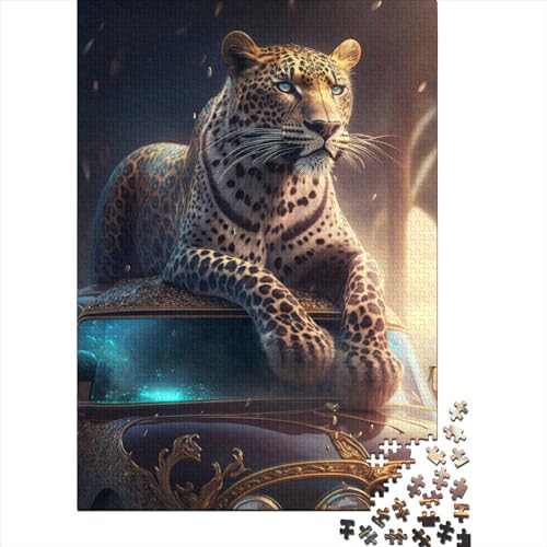 1000 große Teile Puzzle für Erwachsene Leoparden-Oldtimer-Puzzles für Erwachsene und Jugendliche Puzzles für Erwachsene Lernspiel Herausforderungsspielzeug 75x50cm