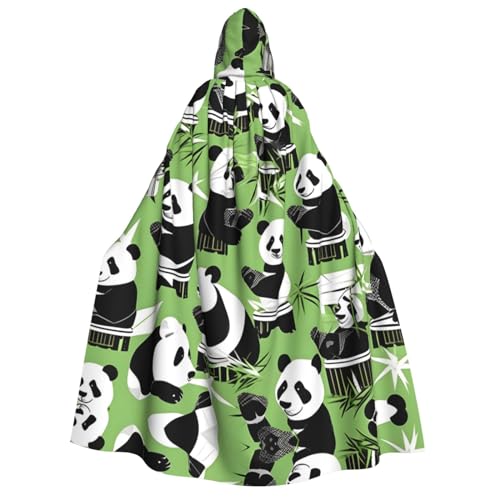 WURTON Panda-Bambus-Druck, Unisex, Kapuzenumhang, Kostüm für Damen und Herren, Vampir, Halloween, Cosplay, Karneval, Mottoparty