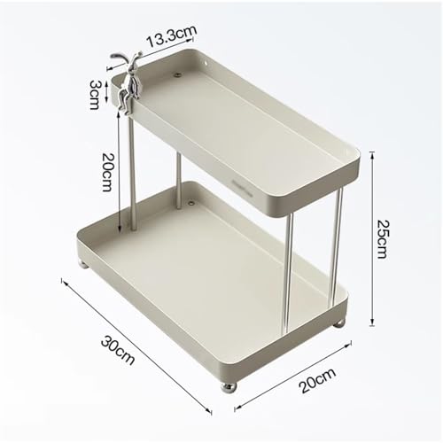 Badezimmerregal für Bad und Küche Badezimmer-Organizer for die Arbeitsplatte, 2-stufiges Aufbewahrungsregal for die Badezimmertheke, dekoratives Tablett, Kommode aus Metall, Kosmetik-Organizer mit Kan