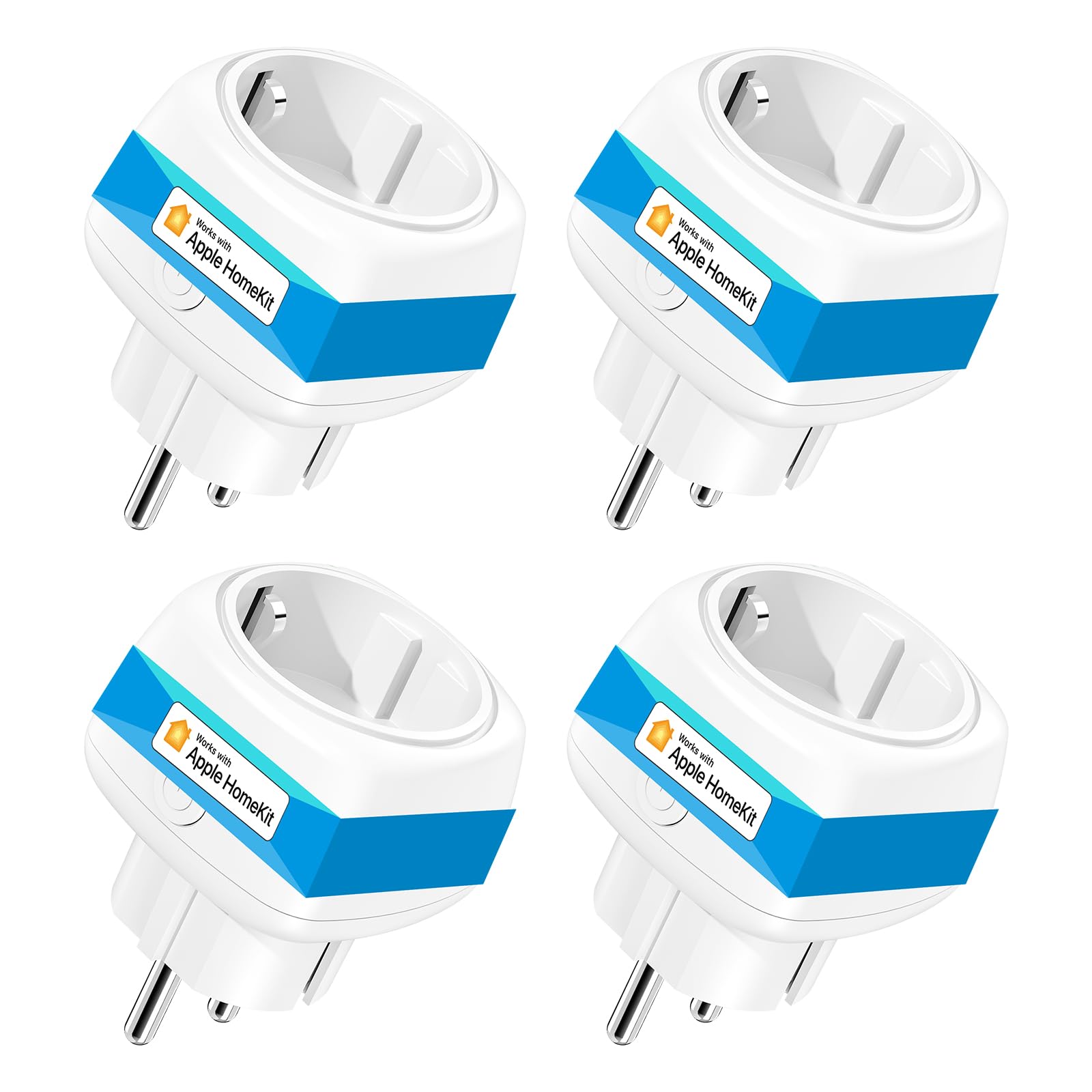 Meross Mini WLAN Steckdose 4er Pack Funktioniert mit Apple HomeKit, Smart Steckdose mit Sprachsteuerung und App Fernsteuerung, WiFi Smart Plug mit Zeitschaltuhr, kein Hub Erforderlich, 10A