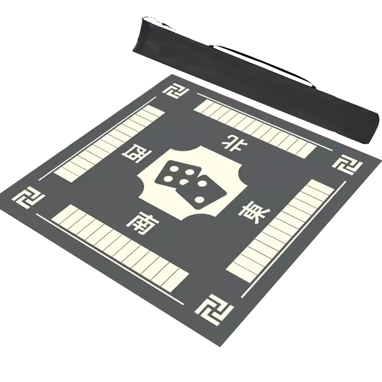 DUBTEDHOU Mahjong Tischmatte,Kachel Spiele Tischabdeckung, Quadrat mit Regeln Heimspiel Kartenspielmatte Doppelseitige rutschfeste geräuschreduzierende Spieltischdecke(Gray,39.4x39.4in/120x120cm)