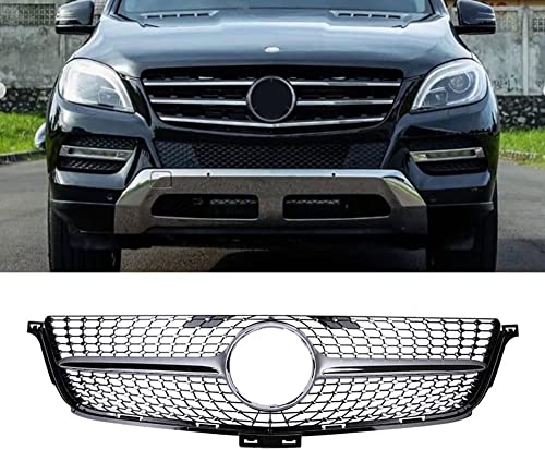 Front Kühlergrille für Mercedes Benz ML Class W166 300 320 350 400 500 550 2012 2013 2014,Front Motorhaube Kühlergrill Wasserdichtigkeit Karosserie-Zubehör,A/Silver