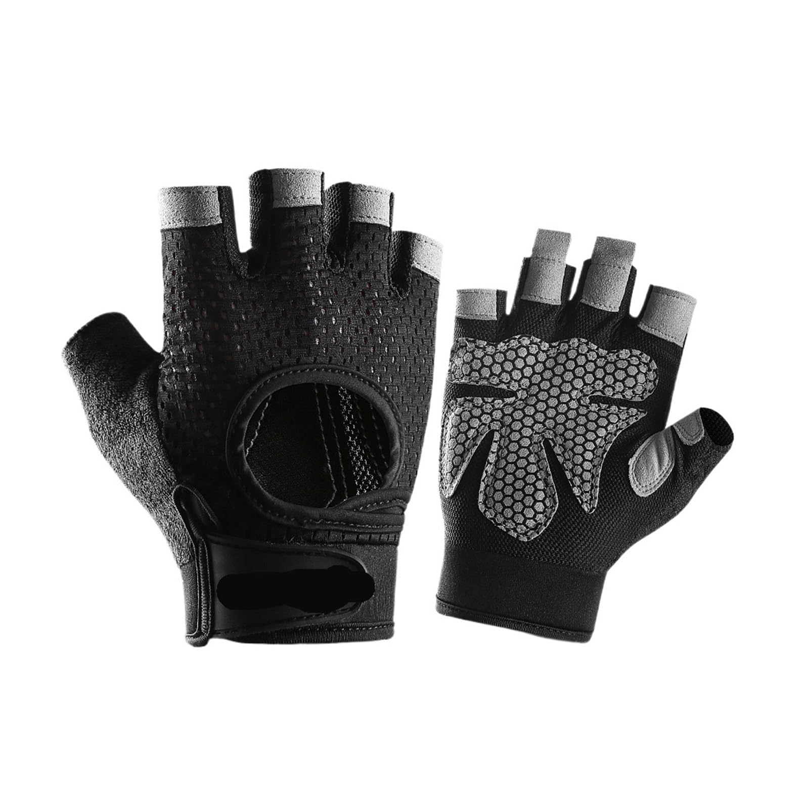 LYHYDMA Fitness-Handschuhe Sport Fitness Männer und Frauen Gewichtheben Atmungsaktive rutschfeste Silikon Halbfinger Fahrradhandschuhe(Black,S)