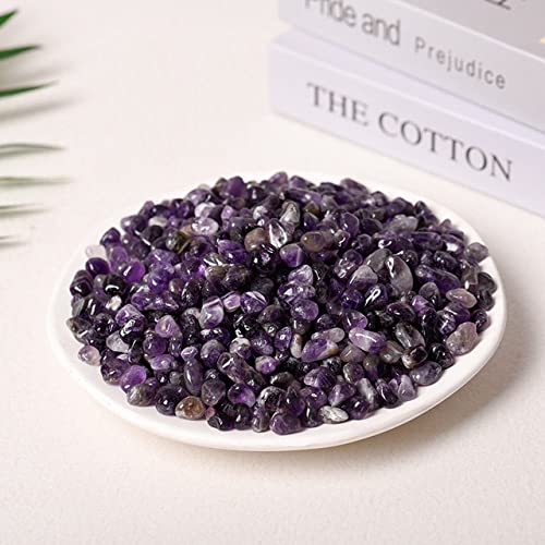 LIJUCAI 100 g Natursteine ​​Klarer Quarz Rosa Kristall Amethyst Citrin Fluorit Aventurin Tigerauge Obsidian Kies für Dekoration Zuhause, Amethyst 7,9 mm, 100 g