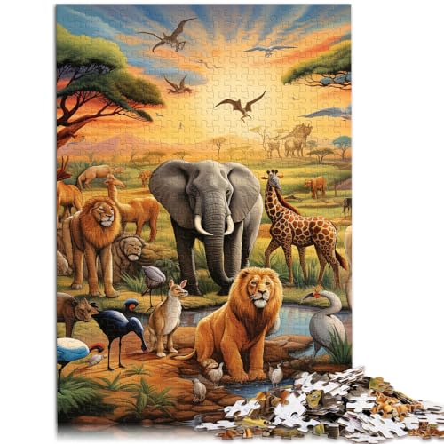 Puzzle für afrikanische Tiere, 1000 Teile, Puzzle für Erwachsene, Holzpuzzle, Wanddekoration, einzigartige Geburtstags, 1000 Teile (50 x 75 cm)