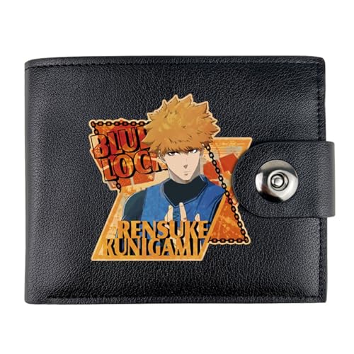 RYNDEX Blue Lo-ck Anime-Geldbörsen, Zweifach Gefalteter Portmonee Klein, PU-Leder Geldbörse Brieftasche Wallet(Color:Multicolor 3)